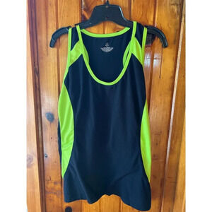 Athletic Performance Tank Top Green &‎ Black  Workout Gym Sport Size XL